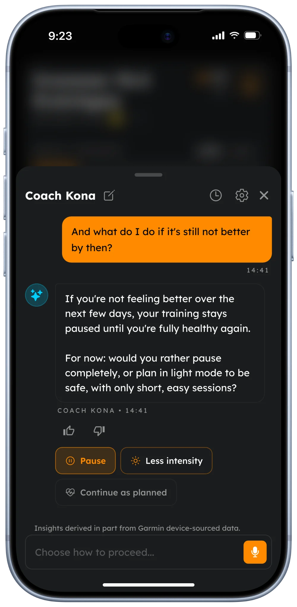 Coach responds to illness and adjusts the plan