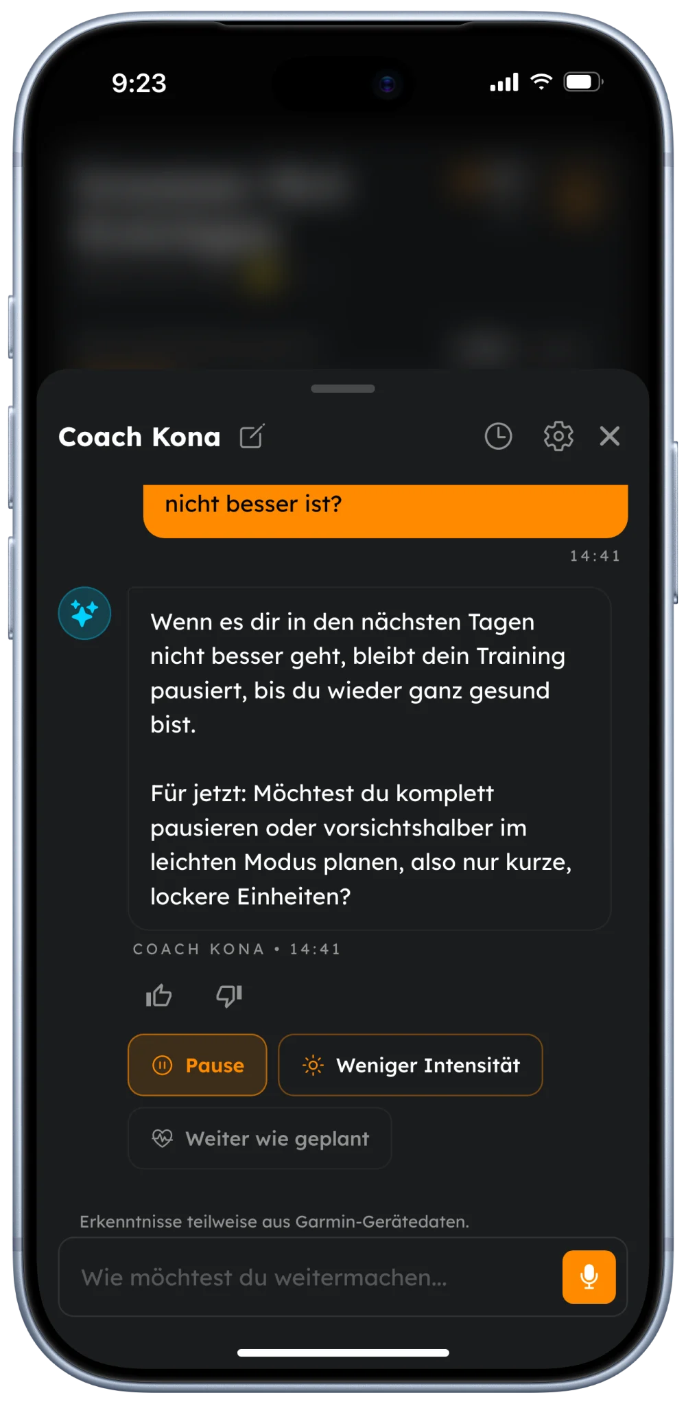 Coach reagiert auf Krankheit und passt den Plan an