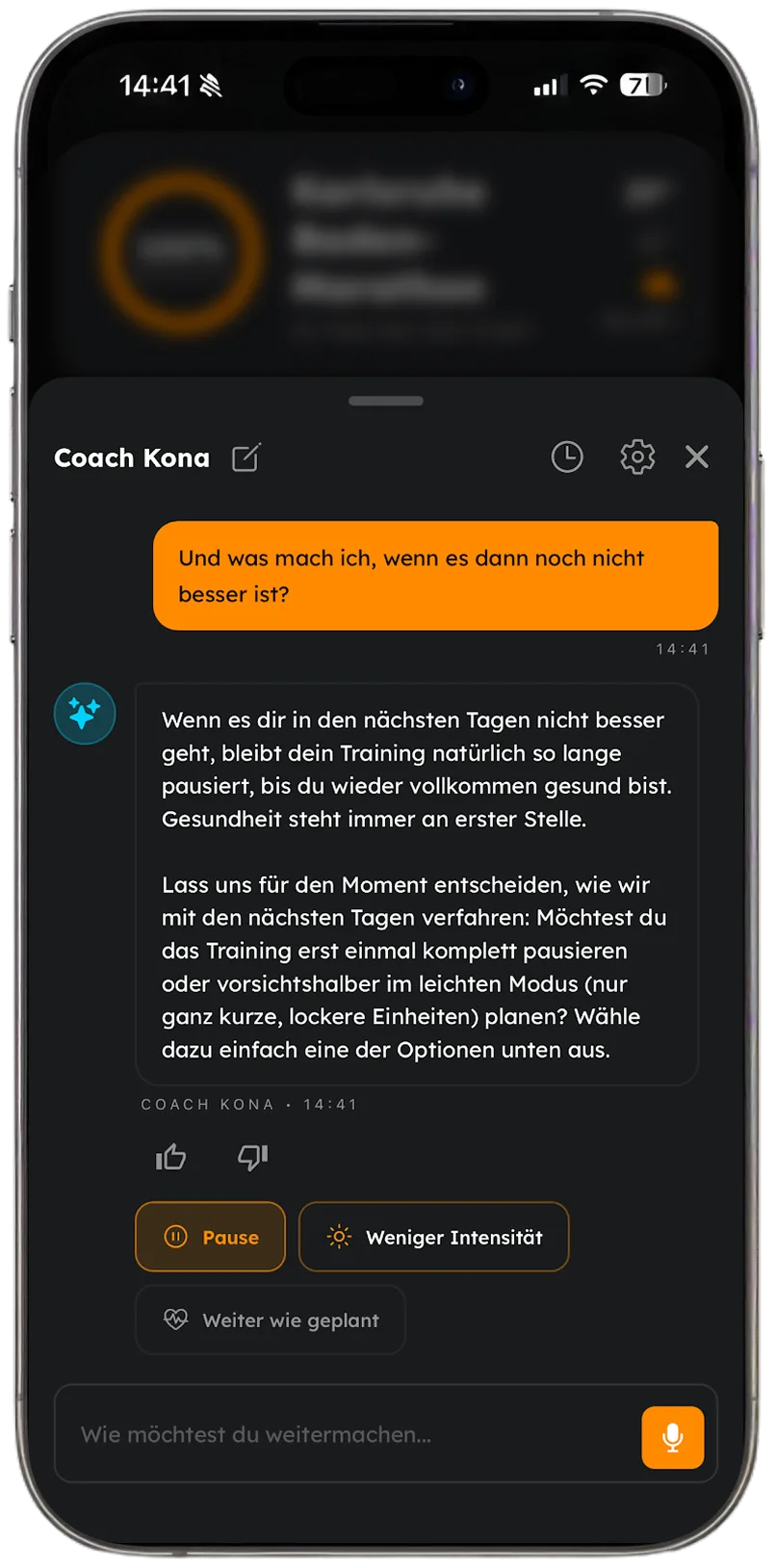 Coach reagiert auf Krankheit und passt den Plan an